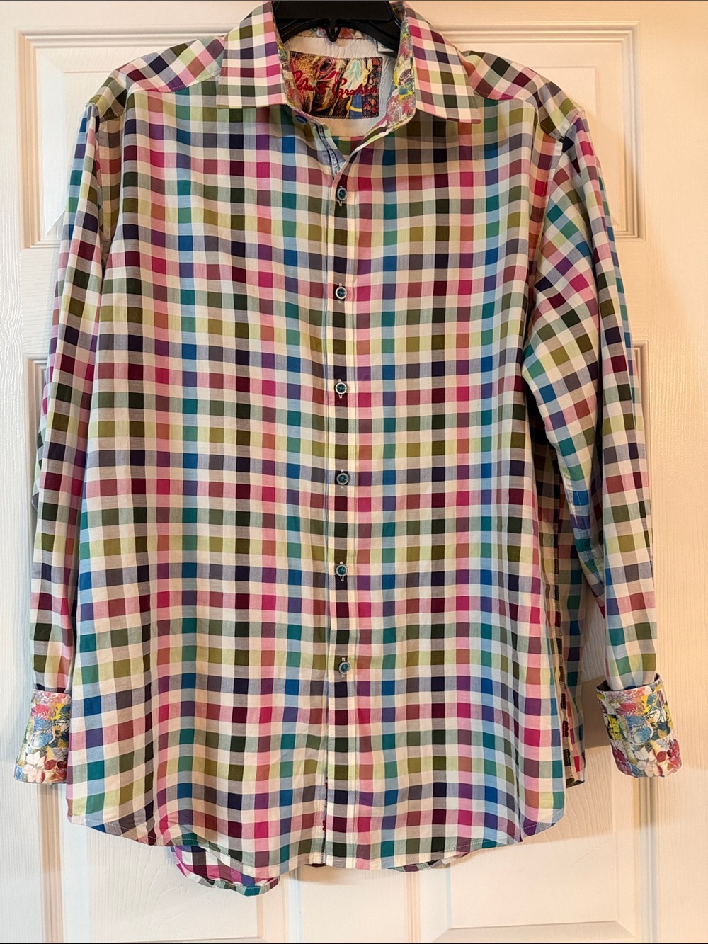 Robert Graham Multicolor Plaid Button-Down Shirt (Green, Blue, Pink, White)